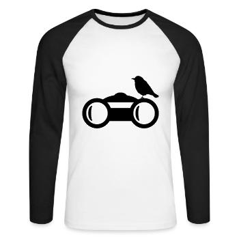 Ornithologue - Jumelles - Observation des oiseaux - Observation des oiseaux - T-shirt baseball manches longues Homme - blanc/noir - Devant - Nik (191cm)