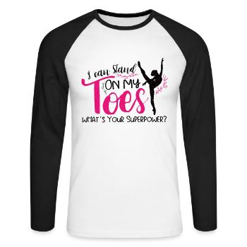 Ballet Ballerine Danse Danse Danse Ballet Cadeau - T-shirt baseball manches longues Homme - blanc/noir - Devant - Nik (191cm)