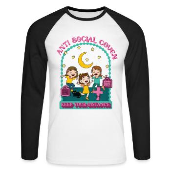 Anti Social Coven - Keep Your Distance - Witches - Unisex Long Sleeve Baseball T-Shirt - white/black - Front - Nik (191cm)