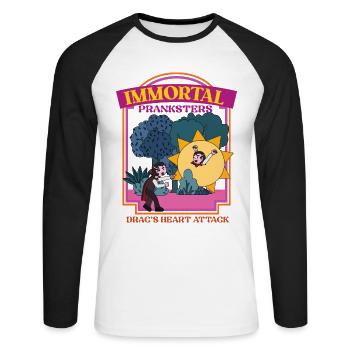Immortal Pranksters - Drac's Heart Attack - Pranks - Unisex Long Sleeve Baseball T-Shirt - white/black - Front - Nik (191cm)