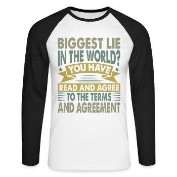 Biggest Lie In The World? Dad Jokes - Computer - Unisex Long Sleeve Baseball T-Shirt - white/black - Front - Nik (191cm)
