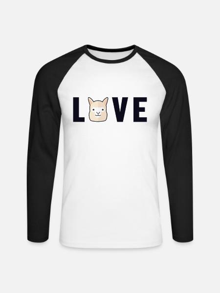 Love Lama Alpaca Pako Alpakazüchter Alpaka - Unisex Baseballshirt langarm - Weiß/Schwarz