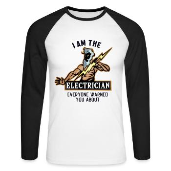 I am the Electrician Lineworker Wiremen - Unisex Long Sleeve Baseball T-Shirt - white/black - Front - Nik (191cm)
