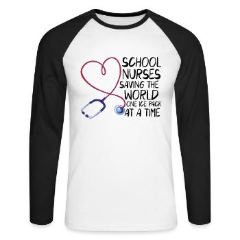 School Nurse Nursing Clinic Medical Stuff - Unisex Baseballshirt langarm - Weiß/Schwarz - Vorne - Nik (191cm)