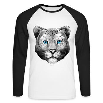 Leopard Kinder Tiere Damen Tiermotiv - Unisex Baseballshirt langarm - Weiß/Schwarz - Vorne - Nik (191cm)