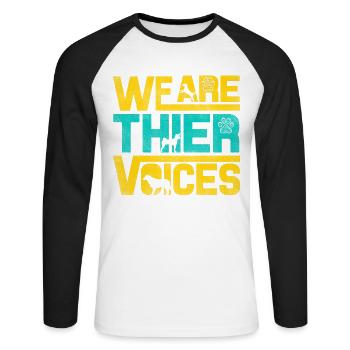 We are your voices design for pet lovers - Unisex Long Sleeve Baseball T-Shirt - white/black - Front - Nik (191cm)