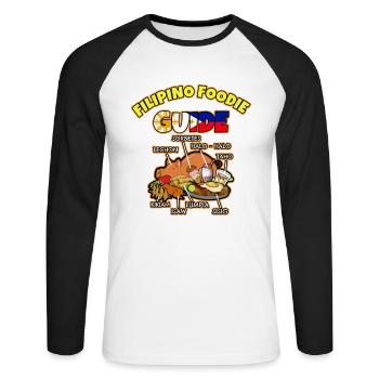 Philippinen Filipino Essen Gerichte I Geschenk - Unisex Baseballshirt langarm - Weiß/Schwarz - Vorne - Nik (191cm)