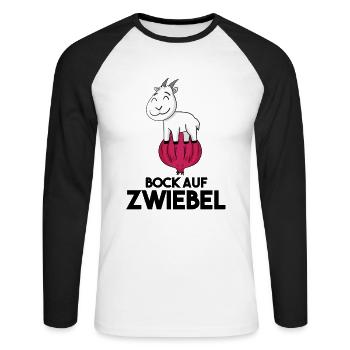 Zwiebel Ziege Ziegenbock - Unisex Baseballshirt langarm - Weiß/Schwarz - Vorne - Nik (191cm)