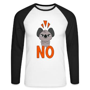Avant que vous ne me demandiez Non! Koala Ours Koala Humour - T-shirt baseball manches longues Homme - blanc/noir - Devant - Nik (191cm)