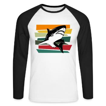 requin, grand requin blanc, requins, mégalodon, requin, requin marteau - T-shirt baseball manches longues Homme - blanc/noir - Devant - Nik (191cm)