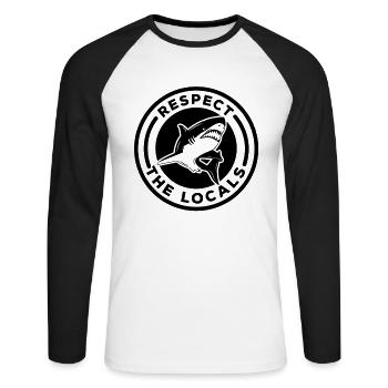Requin Grand Requin Blanc Requin Mégalodon Requin Marteau Requin - T-shirt baseball manches longues Homme - blanc/noir - Devant - Nik (191cm)