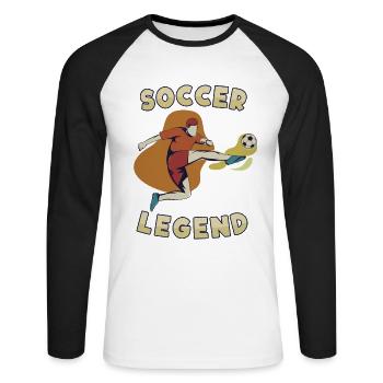 Soccer Legend Fußballspieler Fußballprofi - Unisex Baseballshirt langarm - Weiß/Schwarz - Vorne - Nik (191cm)