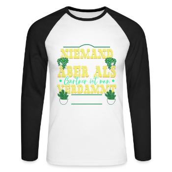 Garten Gärtner - Unisex Baseballshirt langarm - Weiß/Schwarz - Vorne - Nik (191cm)