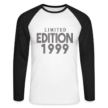Édition limitée 1999 - T-shirt baseball manches longues Homme - blanc/noir - Devant - Nik (191cm)