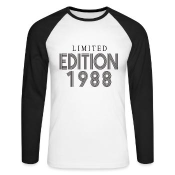 Édition limitée 1988 - T-shirt baseball manches longues Homme - blanc/noir - Devant - Nik (191cm)