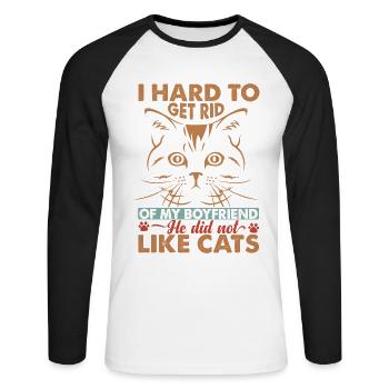 Je devais me débarrasser de mon petit ami - Cat Jokes - T-shirt baseball manches longues Homme - blanc/noir - Devant - Nik (191cm)