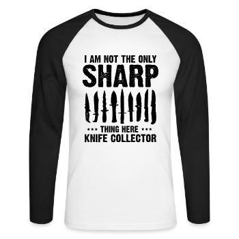 Knife Collector Designs Messerfan Knife Maker - Unisex Long Sleeve Baseball T-Shirt - white/black - Front - Nik (191cm)
