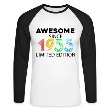 Fantastique depuis 1955 - né en 1955 - T-shirt baseball manches longues Homme - blanc/noir - Devant - Nik (191cm)