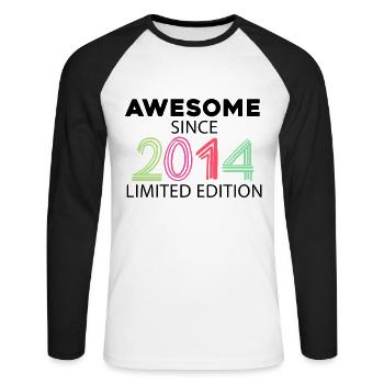 Fantastisch seit 2014 - Jahrgang 2014 - Unisex Baseballshirt langarm - Weiß/Schwarz - Vorne - Nik (191cm)