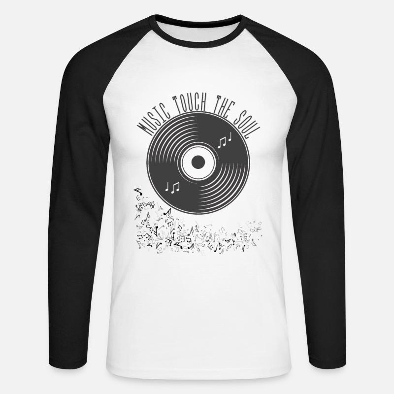 Musikschallplatte als Geschenkidee - Unisex Baseballshirt langarm - Weiß/Schwarz