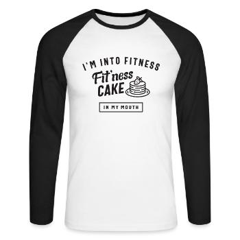 I'm Into Fitness Fit'ness Cake In My Mouth - Unisex Long Sleeve Baseball T-Shirt - white/black - Front - Nik (191cm)