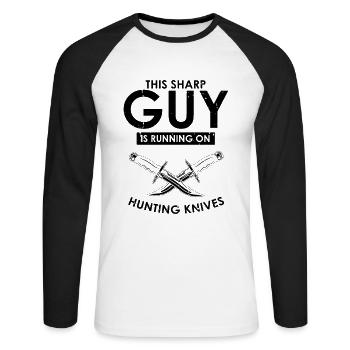 Knife Collector Designs Messerfan Knife Maker - Unisex Long Sleeve Baseball T-Shirt - white/black - Front - Nik (191cm)