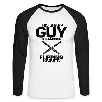Knife Collector Designs Messerfan Knife Maker - Unisex Long Sleeve Baseball T-Shirt - white/black - Front - Nik (191cm)
