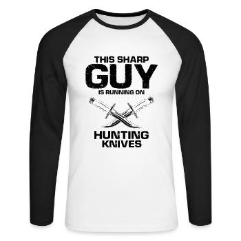 Knife Collector Designs Messerfan Knife Maker - Unisex Long Sleeve Baseball T-Shirt - white/black - Front - Nik (191cm)