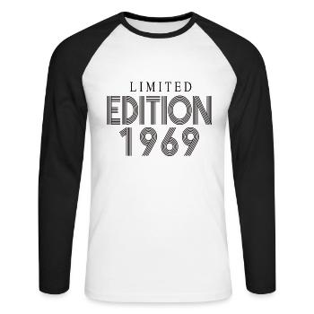 Édition limitée 1969 - T-shirt baseball manches longues Homme - blanc/noir - Devant - Nik (191cm)