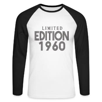 Édition limitée 1960 - T-shirt baseball manches longues Homme - blanc/noir - Devant - Nik (191cm)