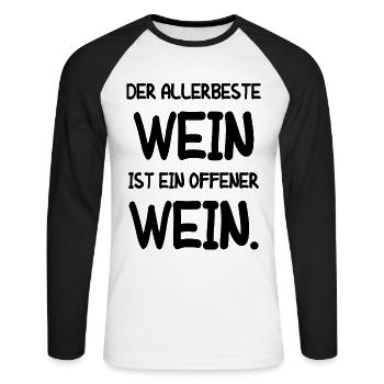 Vino Weinliebhaber Geschenk Wein Weinfest Rotwein - Unisex Baseballshirt langarm - Weiß/Schwarz - Vorne - Nik (191cm)