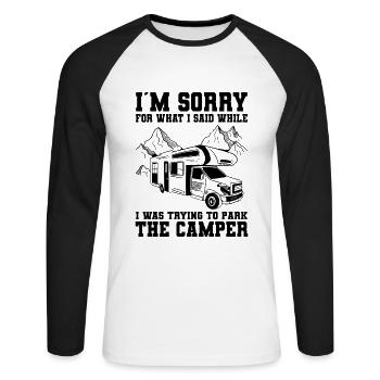 Campeur - T-shirt baseball manches longues Homme - blanc/noir - Devant - Nik (191cm)