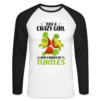 Tortoises - Unisex Long Sleeve Baseball T-Shirt - white/black - Front - Nik (191cm)