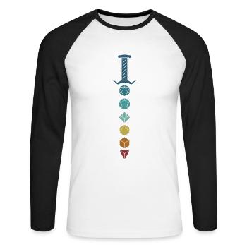 PnP RPG Jeu de rôle Tabletop Maître de jeu Pen - T-shirt baseball manches longues Homme - blanc/noir - Devant - Nik (191cm)