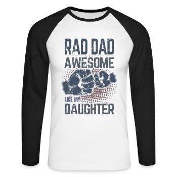 Rad Dad - Génial comme ma fille - Fist Bump - T-shirt baseball manches longues Homme - blanc/noir - Devant - Nik (191cm)