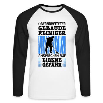 Überarbeiteter Gebäudereiniger Fensterputzer - Unisex Baseballshirt langarm - Weiß/Schwarz - Vorne - Nik (191cm)