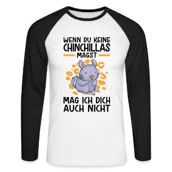 Chinchilla nicht mögen Nagetier Wollmaus - Unisex Baseballshirt langarm - Weiß/Schwarz - Vorne - Nik (191cm)
