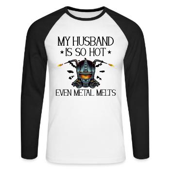 Soudeur Femme Drôle Drôle Soudage Petite Amie Cadeau - T-shirt baseball manches longues Homme - blanc/noir - Devant - Nik (191cm)