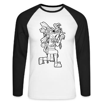 Xolotl Aztèque Dieu Nahuatl Maya Inca Toltèques - T-shirt baseball manches longues Homme - blanc/noir - Devant - Nik (191cm)