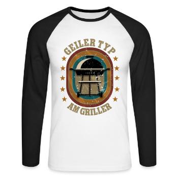 Geiler Typ am Griller Garten Gärtner - Unisex Baseballshirt langarm - Weiß/Schwarz - Vorne - Nik (191cm)