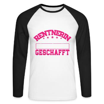 Rentnerin - Unisex Baseballshirt langarm - Weiß/Schwarz - Vorne - Nik (191cm)