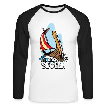 Das Altersheim kann warten ich geh segeln - Unisex Baseballshirt langarm - Weiß/Schwarz - Vorne - Nik (191cm)