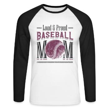 Mère de baseball bruyante et fière - T-shirt baseball manches longues Homme - blanc/noir - Devant - Nik (191cm)