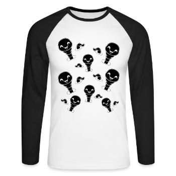 Compost Worms Nice Worm Farmer Funnier - Unisex Long Sleeve Baseball T-Shirt - white/black - Front - Nik (191cm)