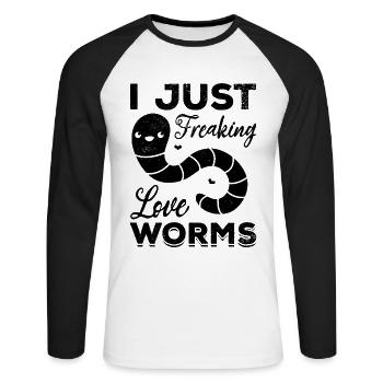 Netter Wurmliebhaber Ich liebe nur verdammte - Unisex Baseballshirt langarm - Weiß/Schwarz - Vorne - Nik (191cm)