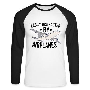 Pilot Aviation Airplane Airline Future Pilots - Unisex Baseballshirt langarm - Weiß/Schwarz - Vorne - Nik (191cm)