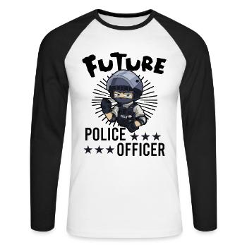 Police Cop Officer Police Office - Unisex Baseballshirt langarm - Weiß/Schwarz - Vorne - Nik (191cm)