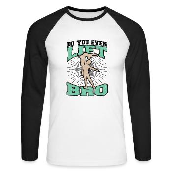 Est-ce que tu soulèves même bro - Dancing Recital Ballet - T-shirt baseball manches longues Homme - blanc/noir - Devant - Nik (191cm)