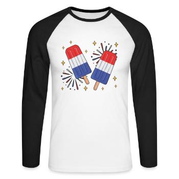 Américain 4 juillet Restez cool pour - T-shirt baseball manches longues Homme - blanc/noir - Devant - Nik (191cm)