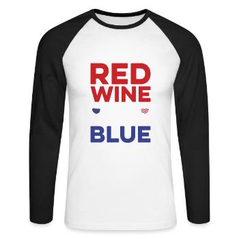 American 4 July Red Wine And - Unisex Long Sleeve Baseball T-Shirt - white/black - Front - Nik (191cm)